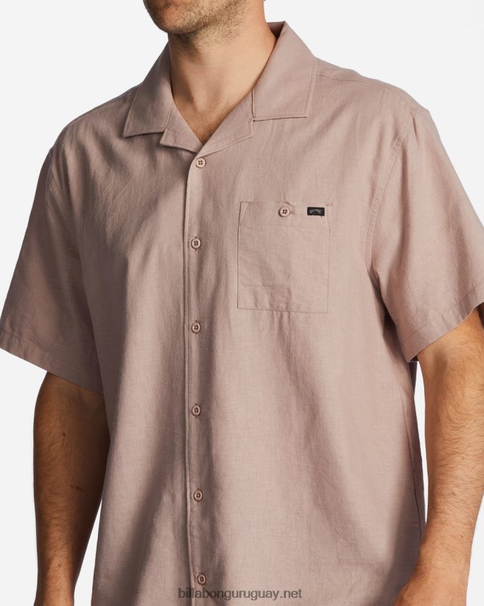 camisa de manga corta de cáñamo vacay hombres lila polvorienta DR6844338 Billabong