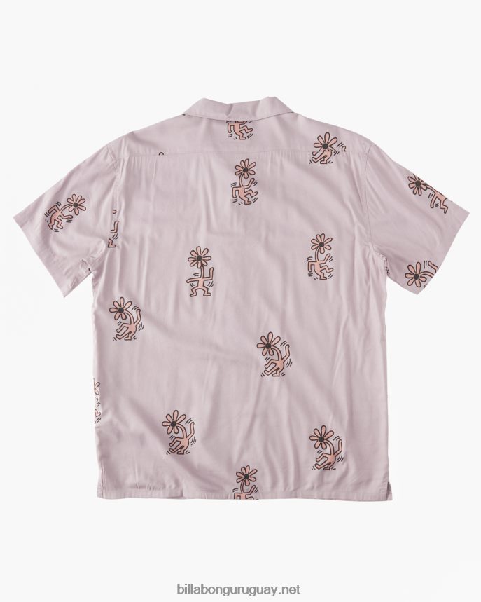 keith haring flower dance vacay camisa de manga corta hombres gris violeta DR6844219 Billabong