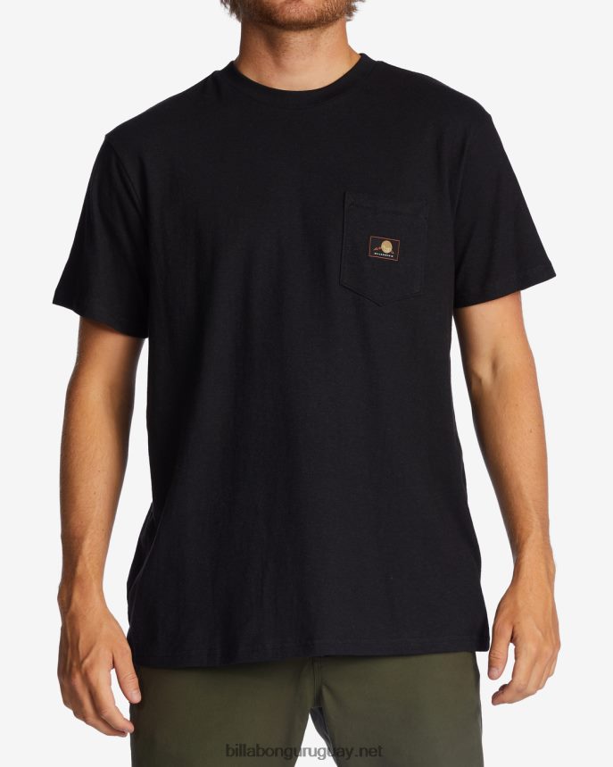camiseta con bolsillo de cáñamo hombres negro lavado DR6844467 Billabong