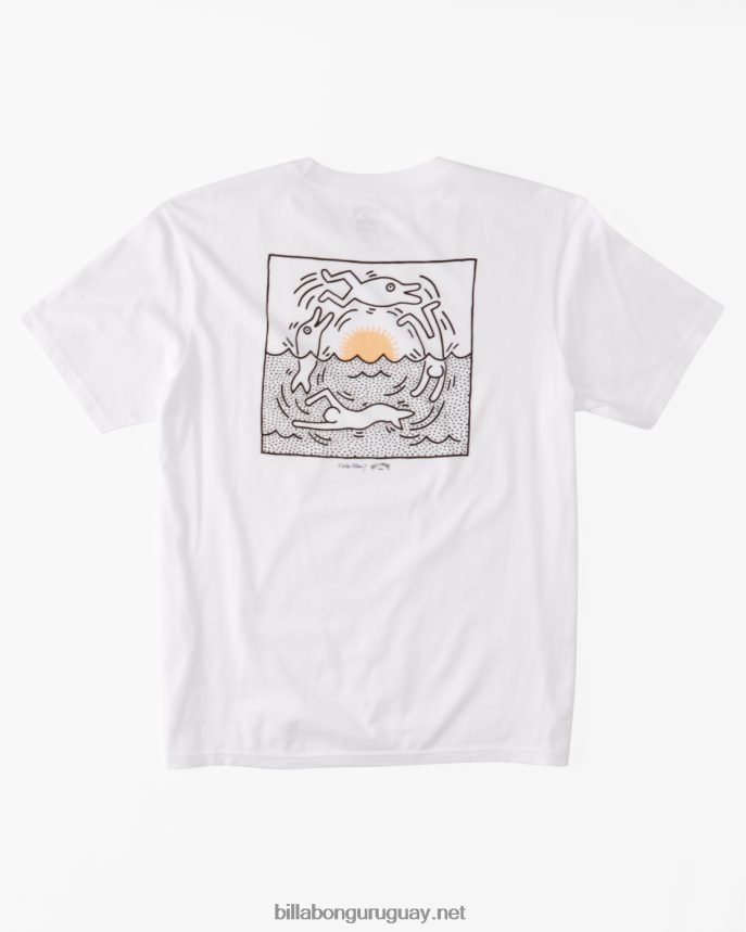 keith haring ciclo og camiseta lavada de onda hombres blanco DR6844228 Billabong