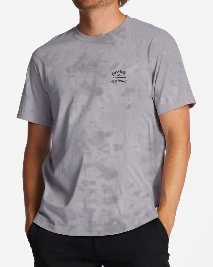 keith haring danza delfín camiseta hombres gris violeta DR6844222 Billabong