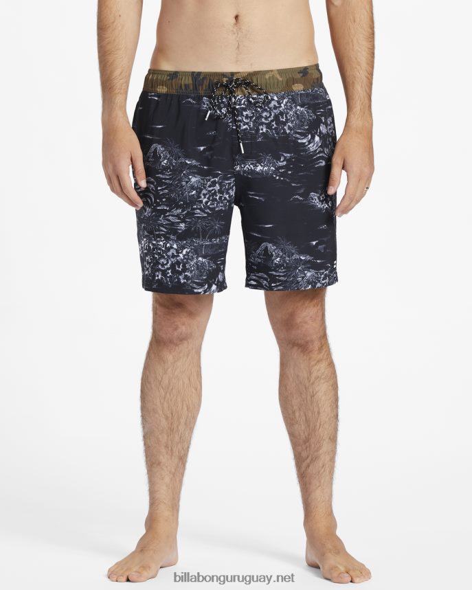 shorts de playa Sundays Layback 17\'\' hombres blanco negro DR6844178 Billabong
