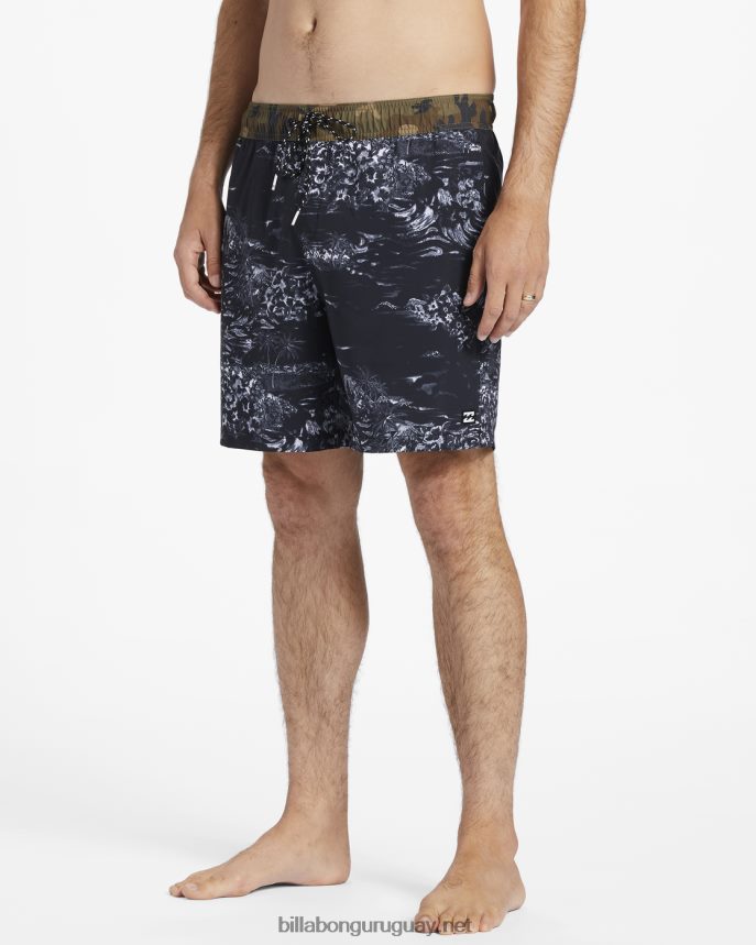 shorts de playa Sundays Layback 17\'\' hombres blanco negro DR6844178 Billabong