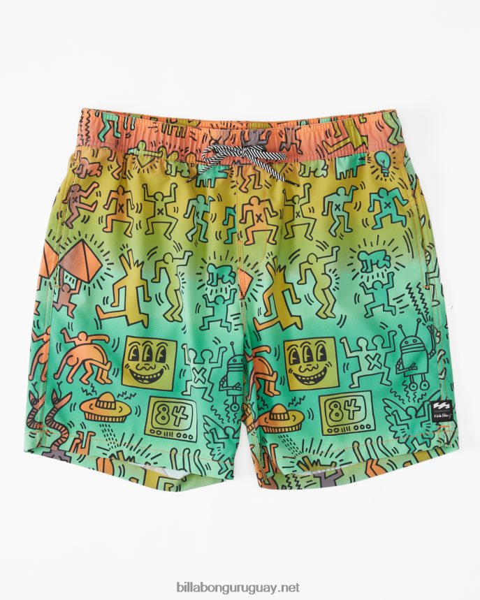 shorts de playa keith haring bash layback 17'' hombres multi DR68443 Billabong