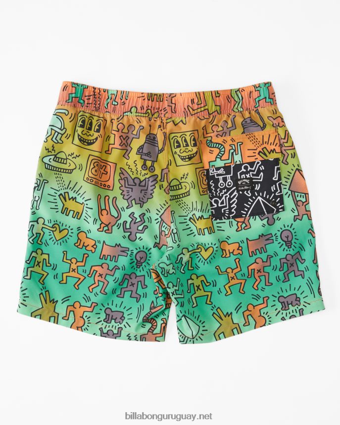 shorts de playa keith haring bash layback 17\'\' hombres multi DR68443 Billabong