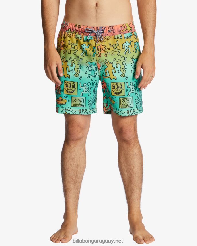 shorts de playa keith haring bash layback 17\'\' hombres multi DR68443 Billabong