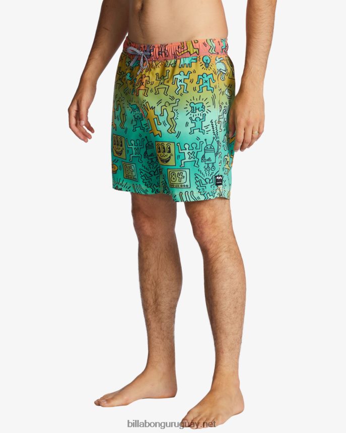 shorts de playa keith haring bash layback 17\'\' hombres multi DR68443 Billabong