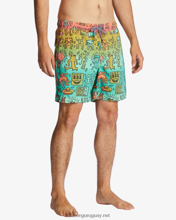 shorts de playa keith haring bash layback 17\'\' hombres multi DR68443 Billabong