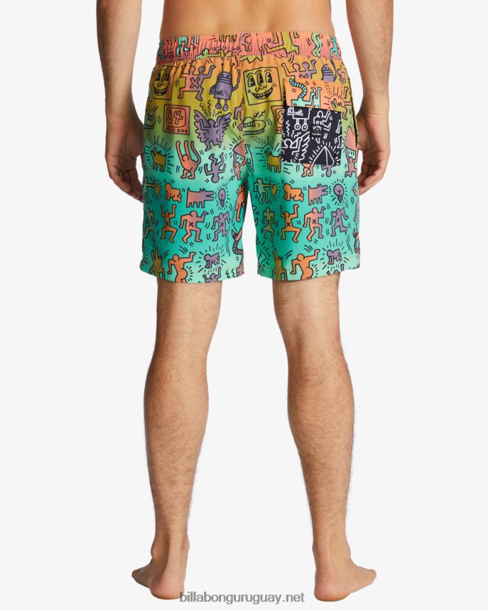 shorts de playa keith haring bash layback 17\'\' hombres multi DR68443 Billabong