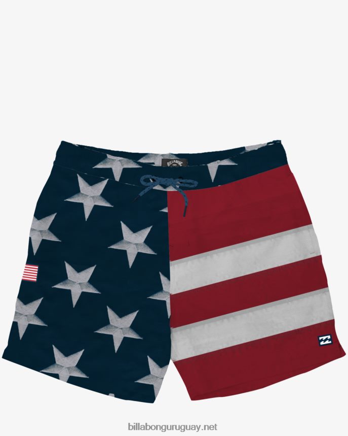 shorts de playa rex good times layback 17'' hombres rojo blanco azul DR684447 Billabong