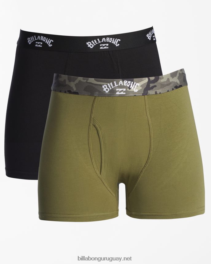 Pack de 2 calzoncillos bóxer básicos hombres aceituna DR6844286 Billabong