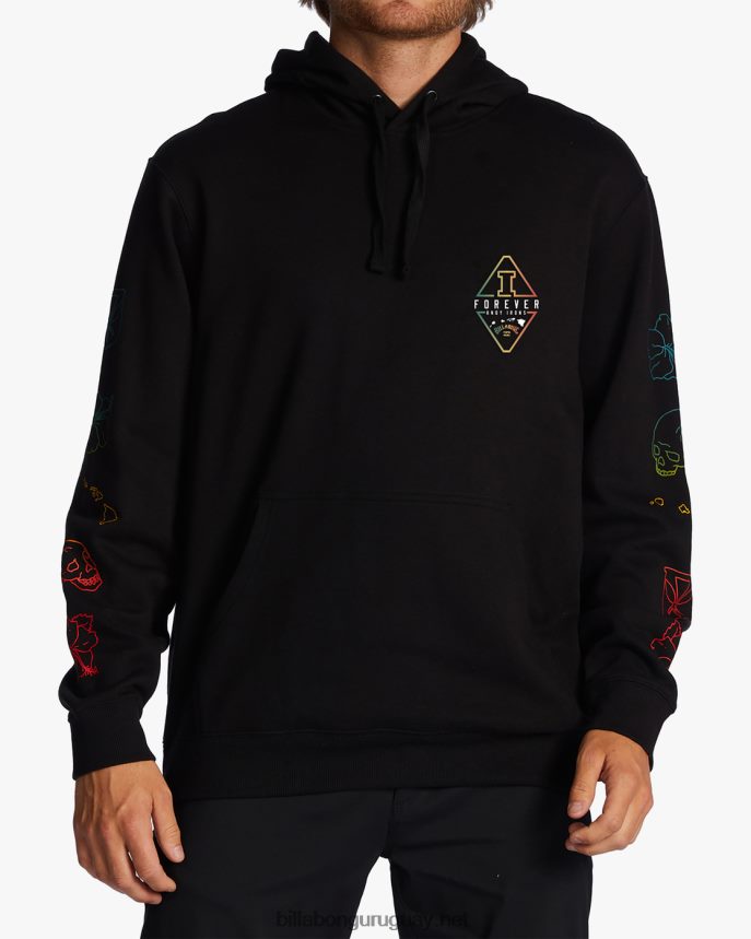 andy irons diamante ola lavado sudadera con capucha hombres negro DR6844634 Billabong