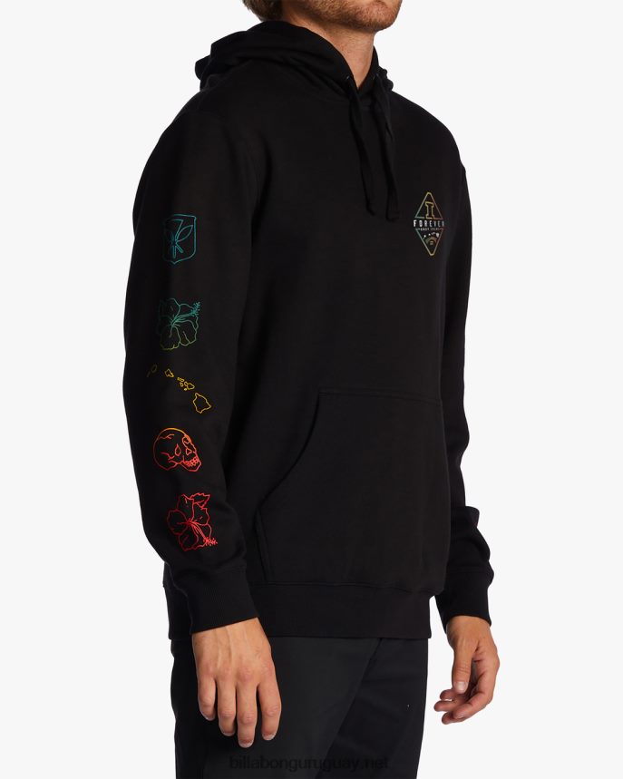andy irons diamante ola lavado sudadera con capucha hombres negro DR6844634 Billabong