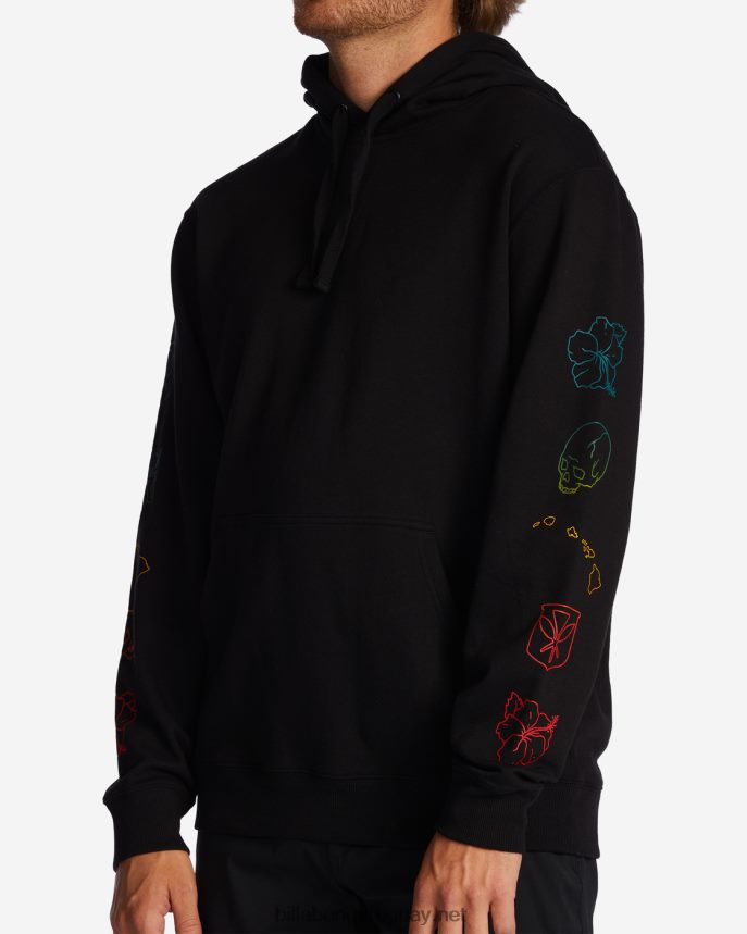 andy irons diamante ola lavado sudadera con capucha hombres negro DR6844634 Billabong