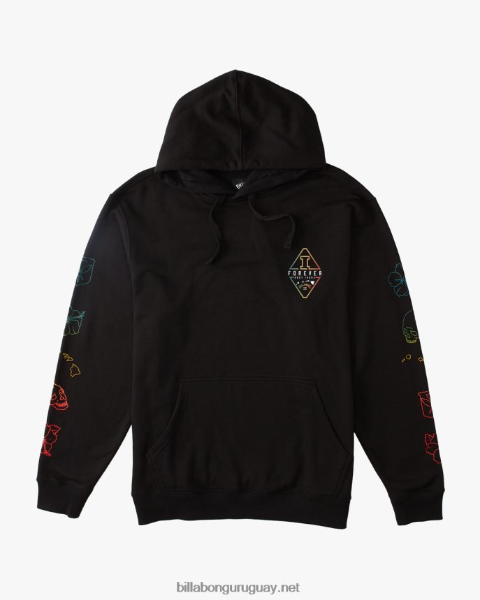 andy irons diamante ola lavado sudadera con capucha hombres negro DR6844634 Billabong