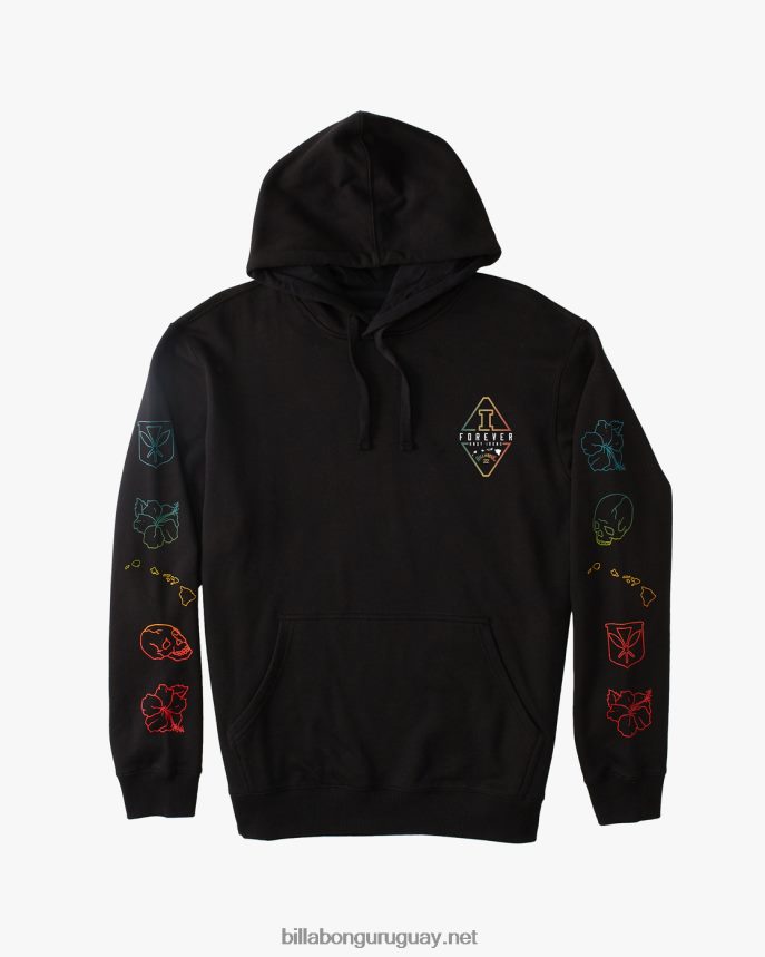 andy irons diamante ola lavado sudadera con capucha hombres negro DR6844634 Billabong