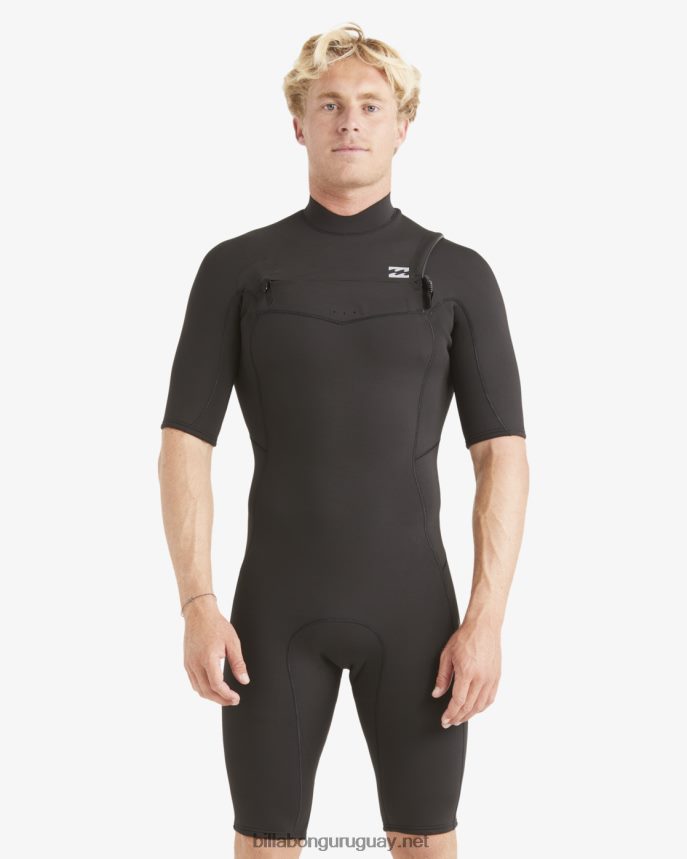 Mono de primavera con cremallera en el pecho y manga corta absoluta de 2/2 mm hombres negro DR6844890 Billabong