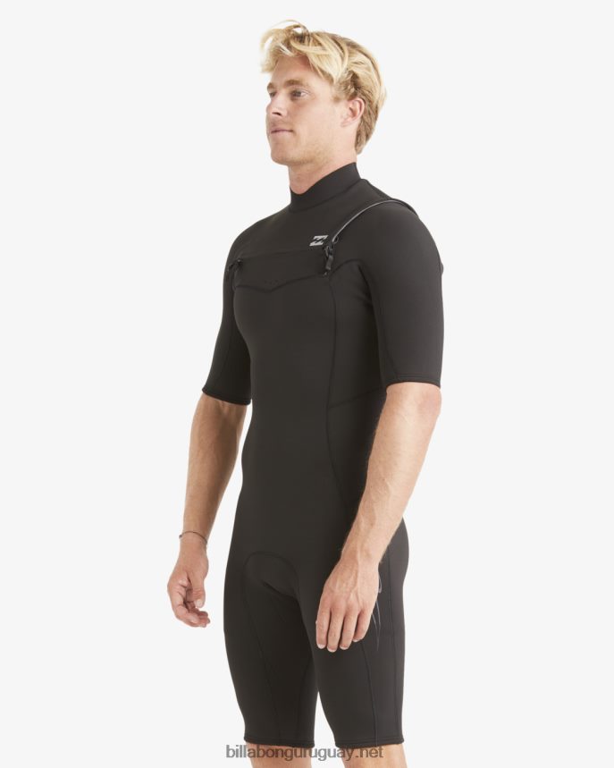 Mono de primavera con cremallera en el pecho y manga corta absoluta de 2/2 mm hombres negro DR6844890 Billabong