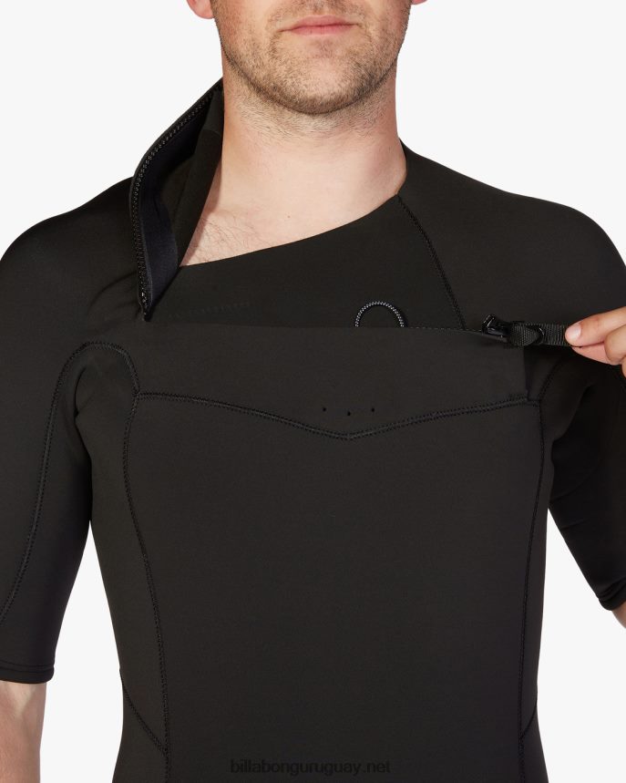 Mono de primavera con cremallera en el pecho y manga corta absoluta de 2/2 mm hombres negro DR6844890 Billabong