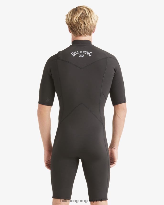 Mono de primavera con cremallera en el pecho y manga corta absoluta de 2/2 mm hombres negro DR6844890 Billabong