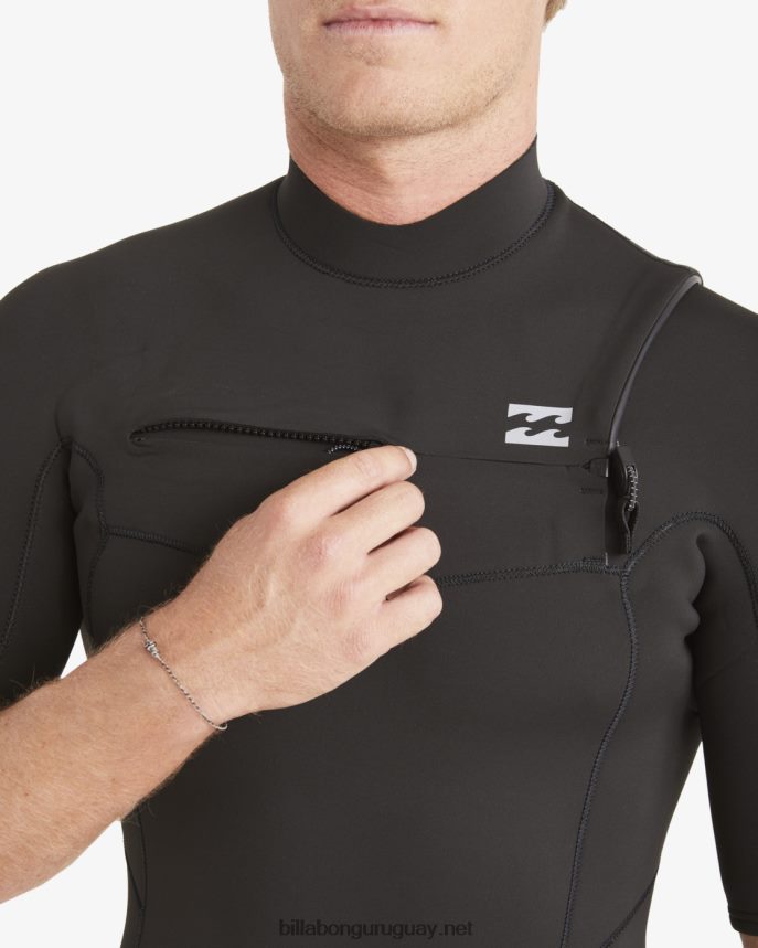Mono de primavera con cremallera en el pecho y manga corta absoluta de 2/2 mm hombres negro DR6844890 Billabong