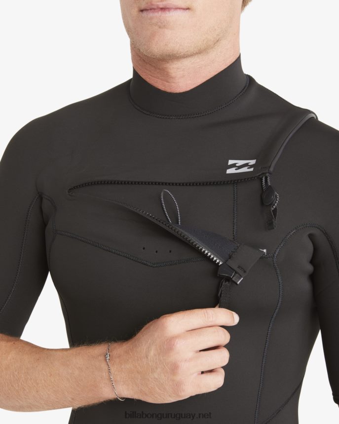Mono de primavera con cremallera en el pecho y manga corta absoluta de 2/2 mm hombres negro DR6844890 Billabong