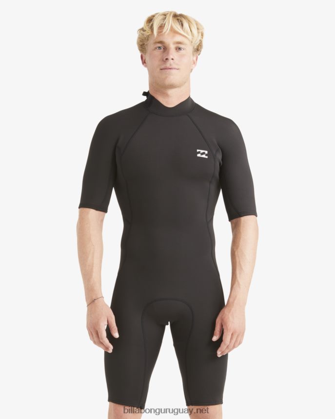 Traje de primavera con cremallera trasera absoluta de manga corta de 2/2 mm hombres negro DR6844889 Billabong