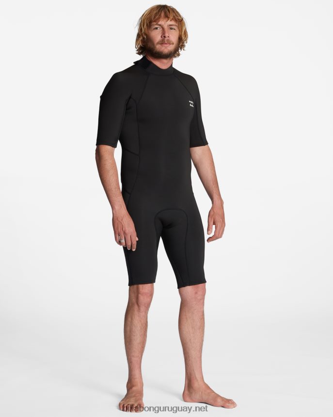 Traje de primavera con cremallera trasera absoluta de manga corta de 2/2 mm hombres negro DR6844889 Billabong