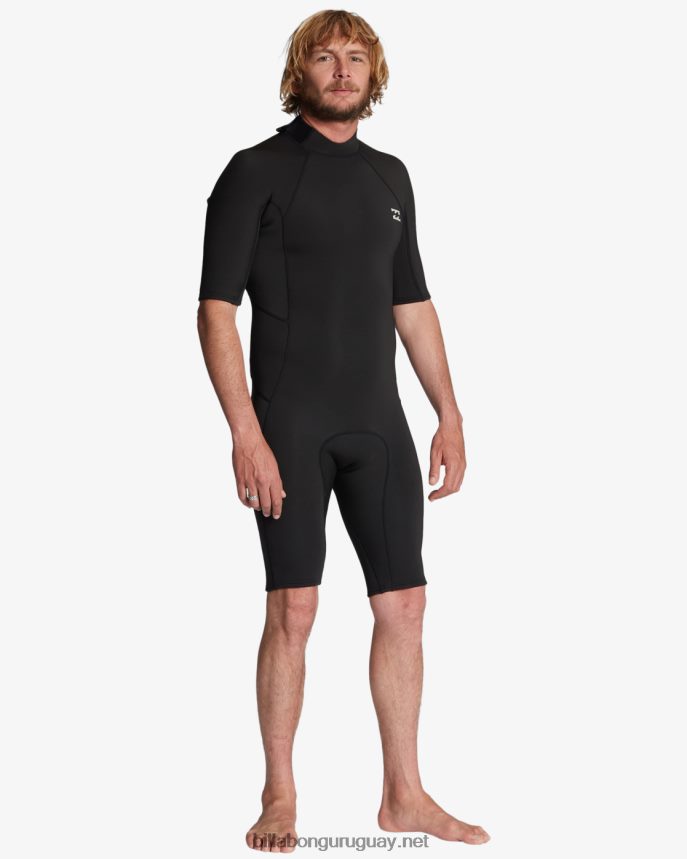 Traje de primavera con cremallera trasera absoluta de manga corta de 2/2 mm hombres negro DR6844889 Billabong