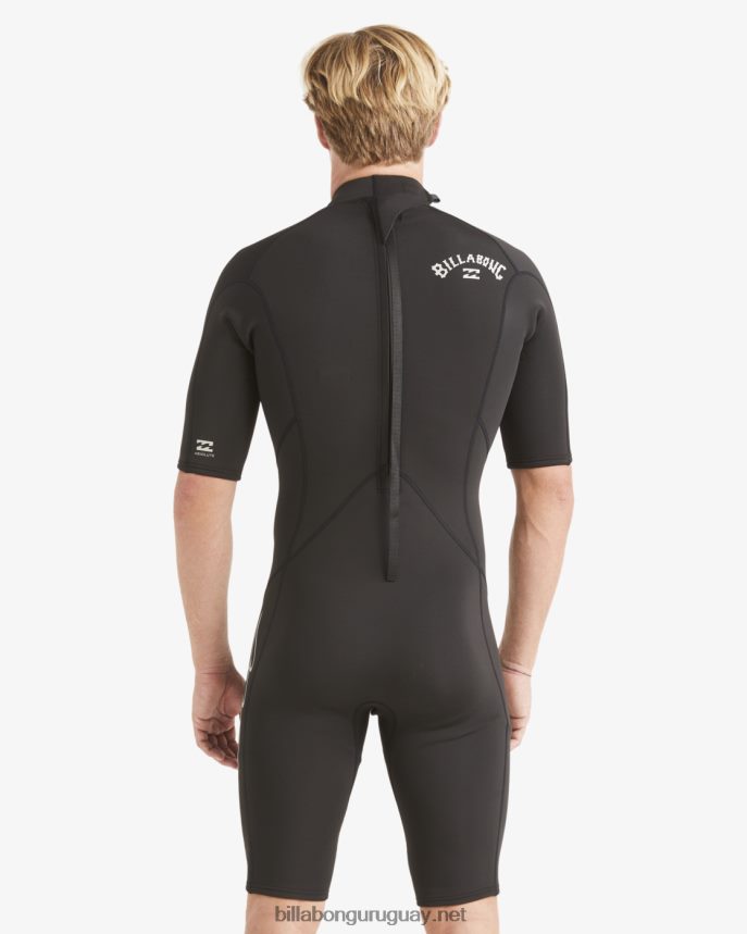 Traje de primavera con cremallera trasera absoluta de manga corta de 2/2 mm hombres negro DR6844889 Billabong