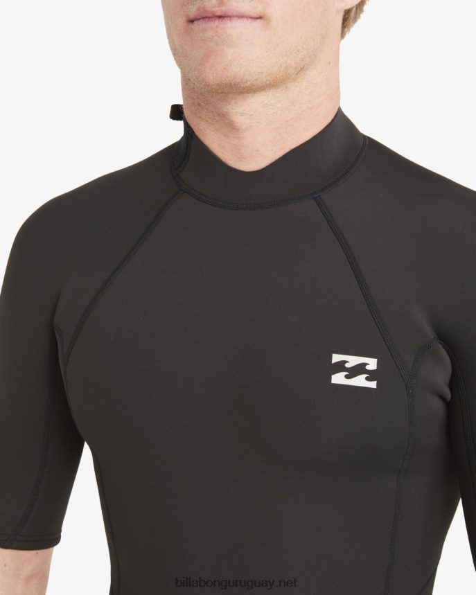 Traje de primavera con cremallera trasera absoluta de manga corta de 2/2 mm hombres negro DR6844889 Billabong