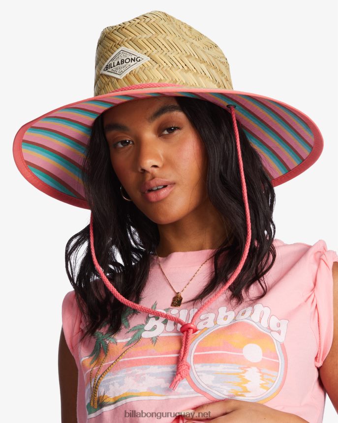 sombrero de socorrista de paja tipton mujer guiño rosa DR68442462 Billabong