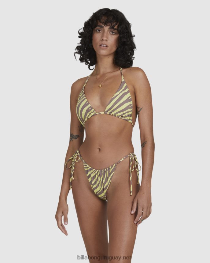 braguitas de bikini con lazo lateral y campanas de rayas poco profundas mujer amarillo DR68441656 Billabong
