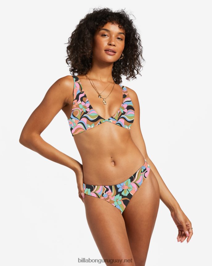 Top de bikini de triángulo reversible Don't Trip Ava mujer guijarro negro DR68441236 Billabong
