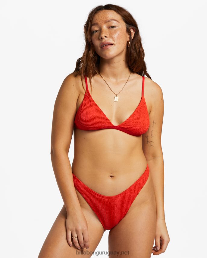 parte superior de bikini de triángulo fijo alto de verano mujer aloha rojo DR68441250 Billabong