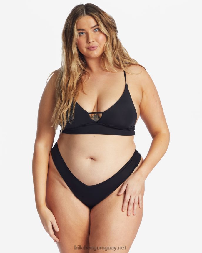 top de bikini de tirantes con escote en V Sol Searcher mujer guijarro negro DR68441686 Billabong