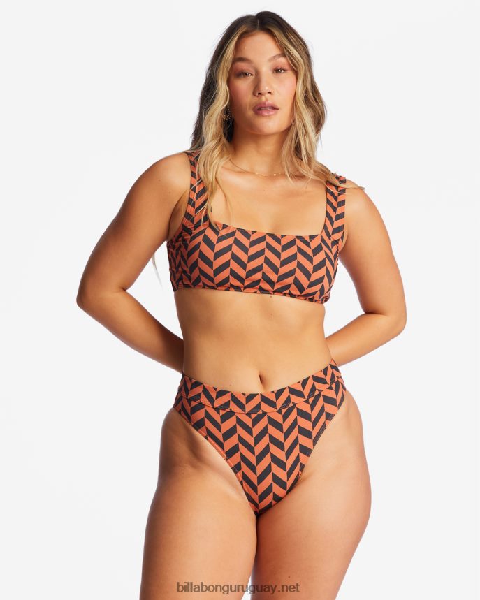 top de bikini sin mangas con escote cuadrado y paso cruzado mujer ladrillo DR68441479 Billabong