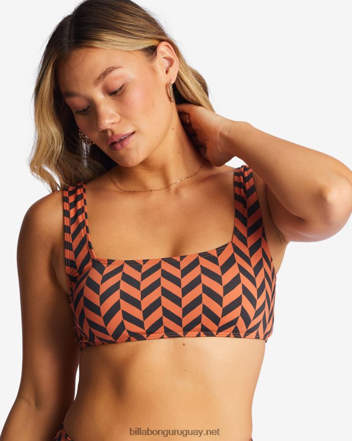 top de bikini sin mangas con escote cuadrado y paso cruzado mujer ladrillo DR68441479 Billabong