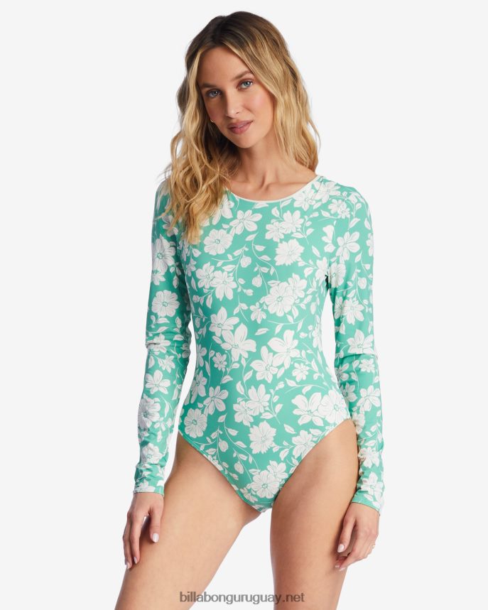 traje de baño de una pieza de manga larga field day upf 50 mujer hierba dulce DR68441441 Billabong