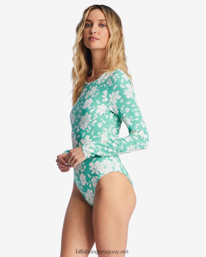 traje de baño de una pieza de manga larga field day upf 50 mujer hierba dulce DR68441441 Billabong
