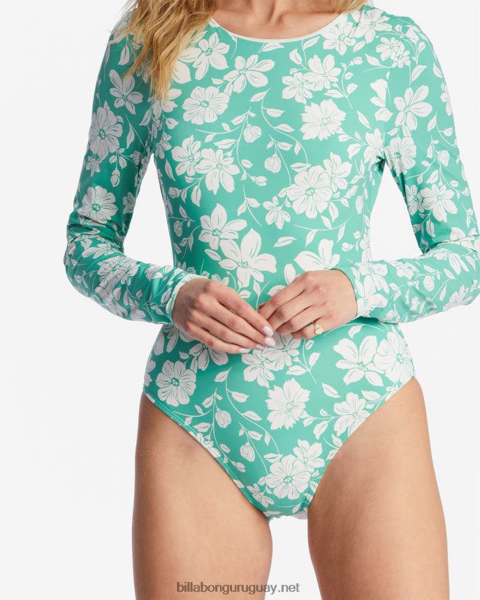 traje de baño de una pieza de manga larga field day upf 50 mujer hierba dulce DR68441441 Billabong