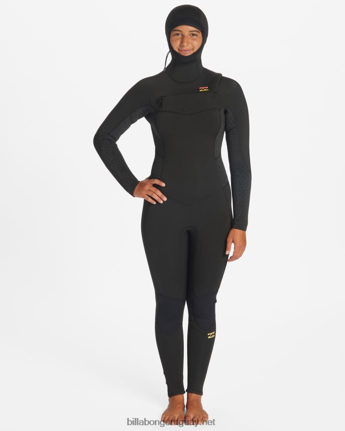 Traje de neopreno completo 5/4 Synergy con capucha y cremallera en el pecho mujer negro salvaje DR68442572 Billabong