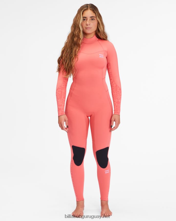 Traje de neopreno completo con cremallera trasera 3/2 Synergy mujer coral de la vendimia DR68442583 Billabong