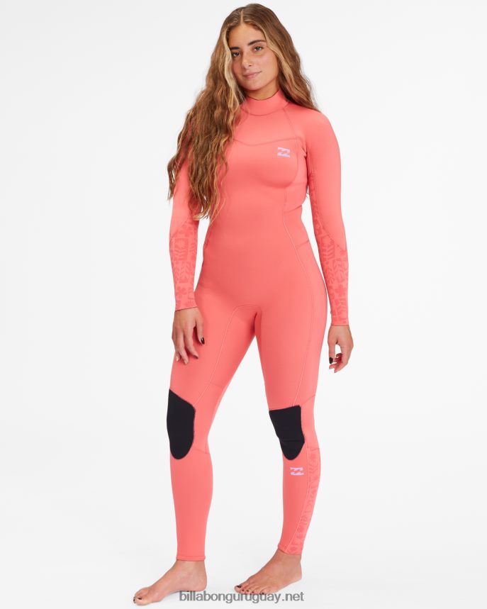 Traje de neopreno completo con cremallera trasera 3/2 Synergy mujer coral de la vendimia DR68442583 Billabong