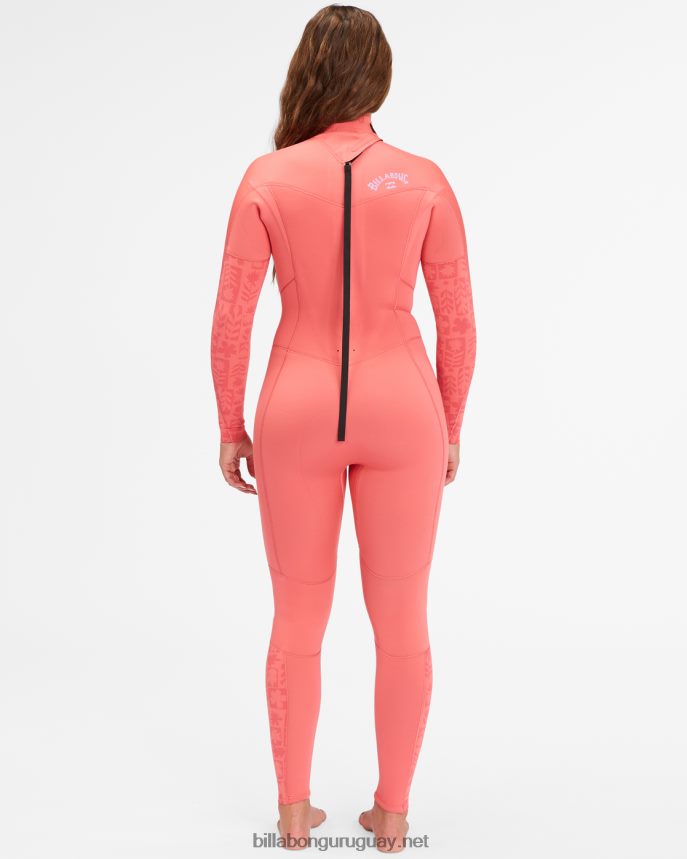Traje de neopreno completo con cremallera trasera 3/2 Synergy mujer coral de la vendimia DR68442583 Billabong