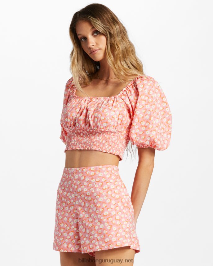 sólo tú pantalones cortos con cintura elástica mujer flamenco DR68442069 Billabong