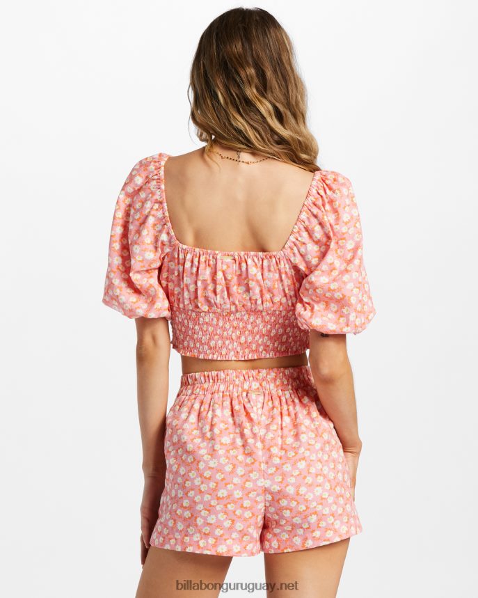 sólo tú pantalones cortos con cintura elástica mujer flamenco DR68442069 Billabong