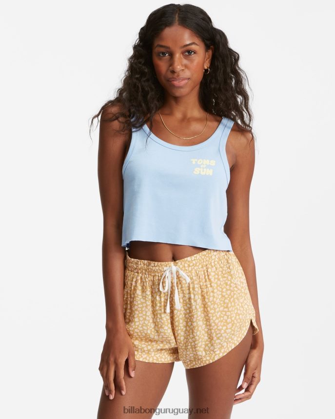 shorts con cintura elástica arrugada road trippin mujer luz puesta de sol de oro DR68442365 Billabong