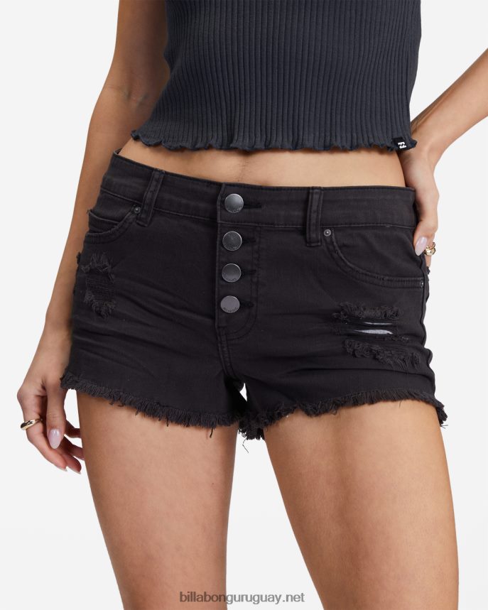 shorts de mezclilla con botones mujer apagado negro DR68442292 Billabong