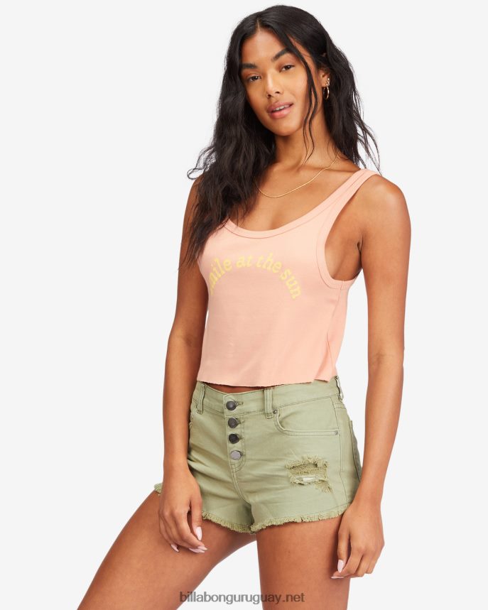 shorts de mezclilla con botones mujer ejército DR68442269 Billabong